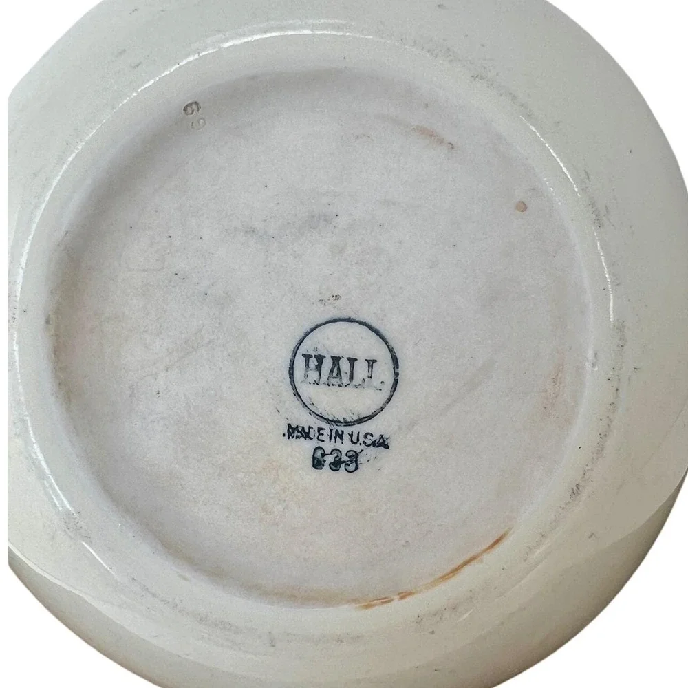 Ball Pitcher Hall China 633 Ivory Ceramic Mid Century Modern Made in USA Vintage